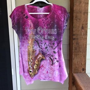 Sweet Gisele New Orleans Pink Rhinestone Shirt